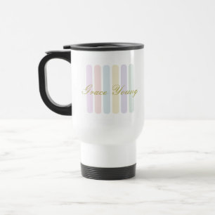 Pastel Verticale Strepen Script Naam Reisbeker