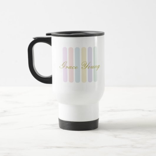 Pastel Verticale Strepen Script Naam Reisbeker (Links)