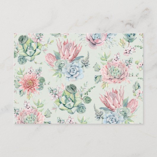 Pastel vetplanten Garland bruiloft details Informatiekaartje (Achterkant)