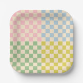 Pastel Vier Check geruit patroon Papieren Bordje (Voorkant)