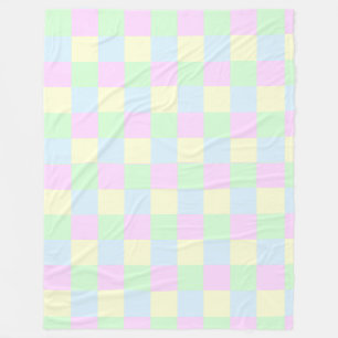 Pastel Vierkantjes Patroon Fleece Deken