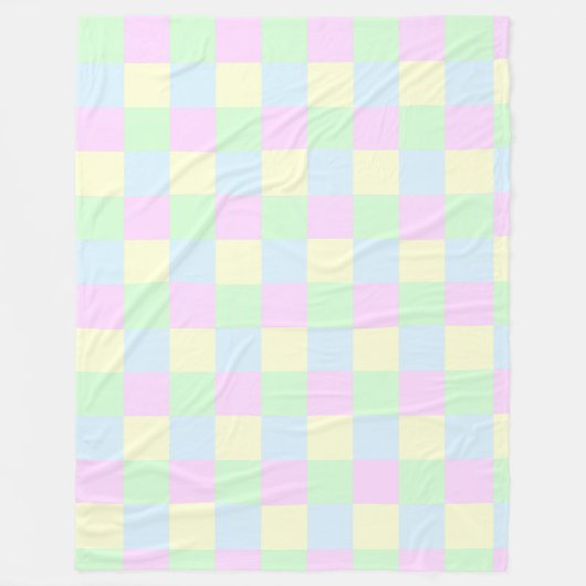 Pastel Vierkantjes Patroon Fleece Deken (Voorkant)