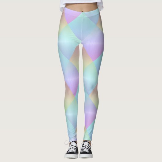 Pastel Vierkantjes Patroon Leggings (Voorkant)