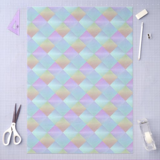 Pastel Vierkantjes Patroon Tissuepapier (Craft)
