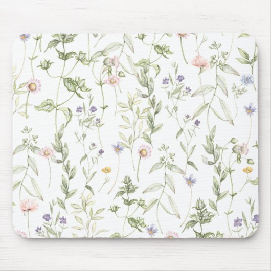 Pastel Vintage Bloemen Muismat (Voorkant)