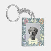 Pastel Vintage Floral Custom Dog Photo Sleutelhanger (Voorkant Links)