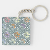 Pastel Vintage Floral Custom Dog Photo Sleutelhanger (Achterkant)