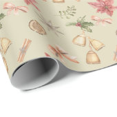 Pastel Vintage Kerst Ornament en Elements Cadeaupapier (Rol Hoek)