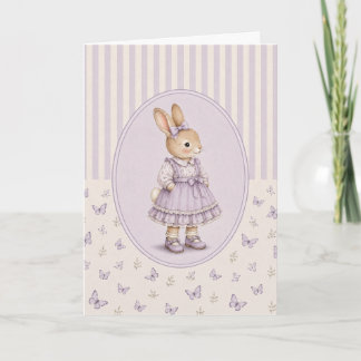 Pastel Vintage Konijnenmeisje Wenskaart Kaart