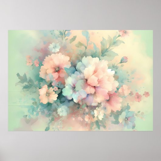 Pastel Vintages Roses Poster (Voorkant)