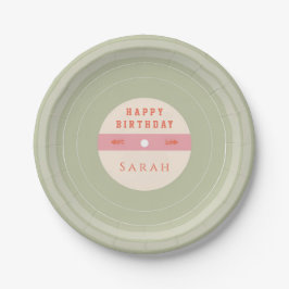 Pastel Vinyl Record Birthday Paper Plates Papieren Bordje