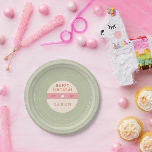 Pastel vinylplaat verjaardag papieren borden bordje