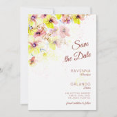 Pastel Viola Perzik Geel Bloem Romantische Trouwda Save The Date (Voorkant)