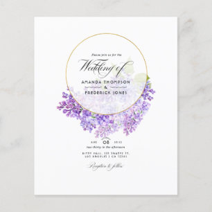 Pastel Violet and Gold Geometric Herbarium Wedding Flyer