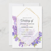Pastel Violet and Gold Geometric Herbarium Wedding Kaart (Voorkant)