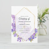 Pastel Violet and Gold Geometric Herbarium Wedding Kaart (Staand voorkant)