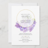 Pastel Violet and Gold Geometric Herbarium Wedding Kaart (Voorkant)