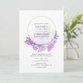Pastel Violet and Gold Geometric Herbarium Wedding Kaart (Staand voorkant)