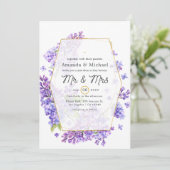 Pastel Violet and Gold Geometric Herbarium Wedding Kaart (Staand voorkant)