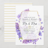 Pastel Violet and Gold Geometric Herbarium Wedding Kaart (Voorkant / Achterkant)