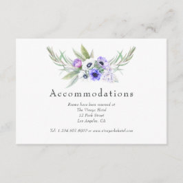 Pastel Violet Bloemen Bruiloft Accommodaties Informatiekaartje