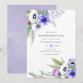 Pastel Violet en Plum Bloemen Bachelorette Party Kaart (Voorkant / Achterkant)
