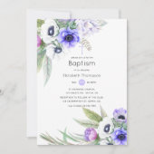 Pastel Violet en Plum Bloemen Doop Kaart (Voorkant)