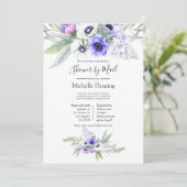 Pastel Violet Floral Baby of Vrijgezellenfeest per Kaart (Staand voorkant)
