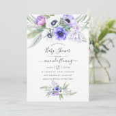 Pastel Violet Floral Baby shower Kaart (Staand voorkant)