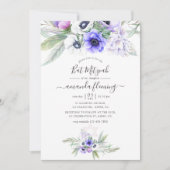 Pastel Violet Floral Bat Mitzvah Kaart (Voorkant)