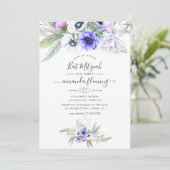 Pastel Violet Floral Bat Mitzvah Kaart (Staand voorkant)