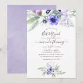 Pastel Violet Floral Bat Mitzvah Kaart (Voorkant / Achterkant)