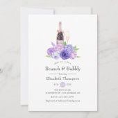 Pastel Violet Floral Brunch en bubbelbaar Vrijgeze Kaart (Voorkant)