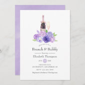 Pastel Violet Floral Brunch en bubbelbaar Vrijgeze Kaart (Voorkant / Achterkant)