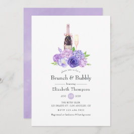 Pastel Violet Floral Brunch en bubbelbaar Vrijgeze Kaart