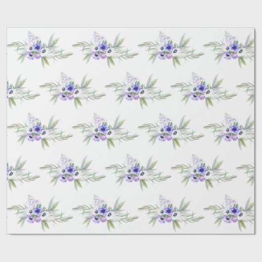 Pastel Violet Floral Cadeaupapier (Vlak)