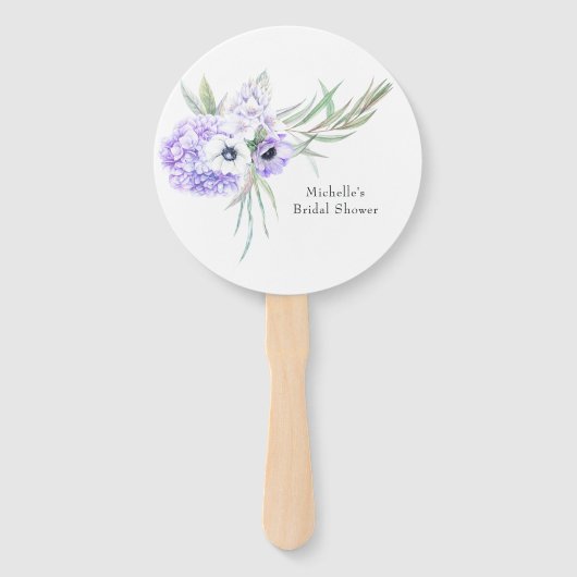 Pastel Violet Floral Handwaaier (Voorkant)