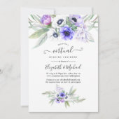 Pastel Violet Floral online virtueel huwelijk Kaart (Voorkant)