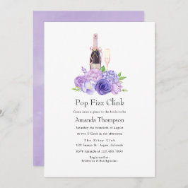 Pastel Violet Floral Pop Fizz Clink Vrijgezellenfe Kaart