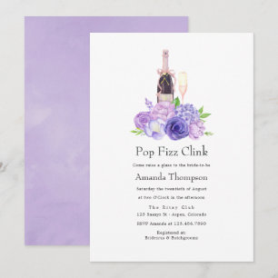 Pastel Violet Floral Pop Fizz Clink Vrijgezellenfe Kaart