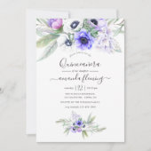 Pastel Violet Floral Quinceañera Kaart (Voorkant)
