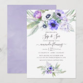 Pastel Violet Floral Sip en zie Kaart (Voorkant / Achterkant)