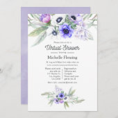 Pastel Violet Floral Virtual Shower Kaart (Voorkant / Achterkant)