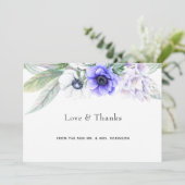 Pastel Violet Floral Wedding Bedankkaart (Staand voorkant)