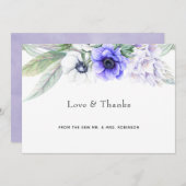 Pastel Violet Floral Wedding Bedankkaart (Voorkant / Achterkant)