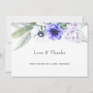Pastel Violet Floral Wedding Bedankkaart
