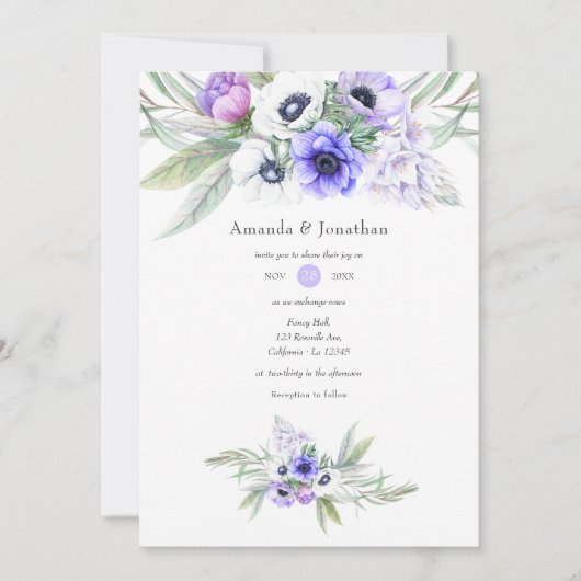 Pastel Violet Floral Wedding Kaart (Voorkant)