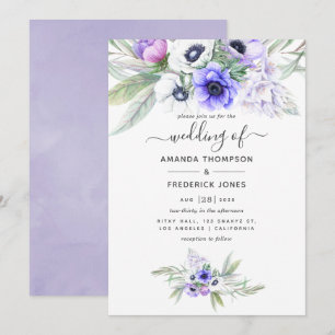 Pastel Violet Floral Wedding Kaart