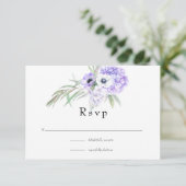 Pastel Violet Floral Wedding RSVP Kaartje (Staand voorkant)