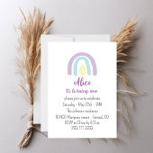 Pastel violet, lila regenboog Birthday party Aankondiging